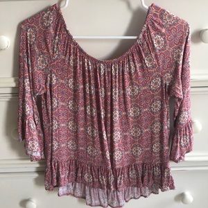 Patterned 3/4 Sleeve Top